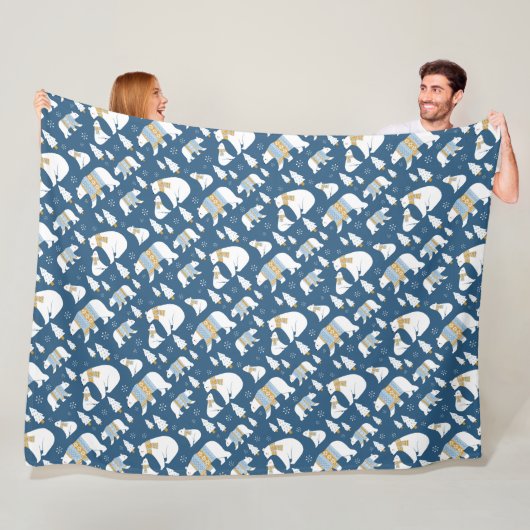 ホッキョクグマとスノーフレークフリースブランケット フリースブランケット (インサイチュ)