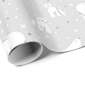 ホッキョクグマとスノーフレーク – ライトグレー ラッピングペーパー (ロールコーナー)