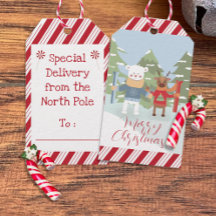 ホッキョクグマとトナカイの特別配送ギフトラベル