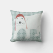 ホッキョクグマとトナカイイラスト冬 クッション (正面)