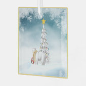 ホッキョクグマとペンギンのクリスマスオーナメント ガラスオーナメント (正面左)