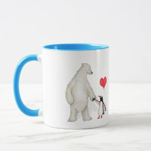 ホッキョクグマとペンギン「愛してる」マグカップ マグカップ