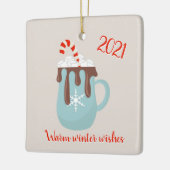 ホッキョクグマとホットココアクリスマスセラミック装飾品 セラミックオーナメント (左)