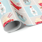 ホッキョクグマとホットココアクリスマスラッピング紙 ラッピングペーパー (ロールコーナー)