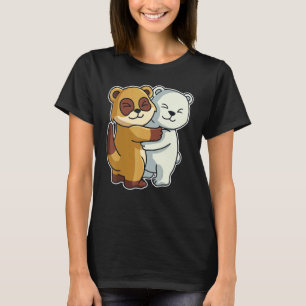 ホッキョクグマとメルカットかわいい動物たちへアニメーション Tシャツ