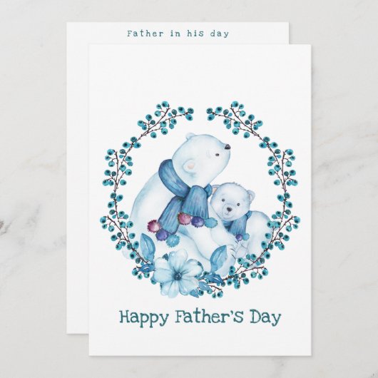 ホッキョクグマとリトルクマの父の日の詩 シーズンカード (正面/裏面)