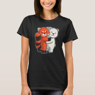 ホッキョクグマとレッサーパンダかわいい動物へアニメーション Tシャツ