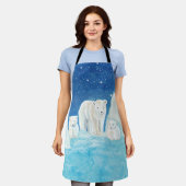 ホッキョクグマと冬の風景 エプロン (着用した状態)