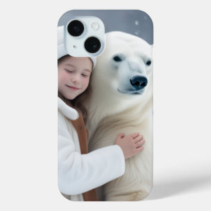 ホッキョクグマと女の子 iPhone 15ケース