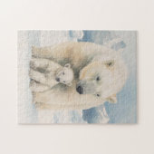 ホッキョクグマと子グマの北極のエレガンス ジグソーパズル (横)