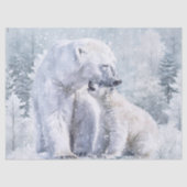 ホッキョクグマと子グマの水彩画 薄葉紙 (正面)