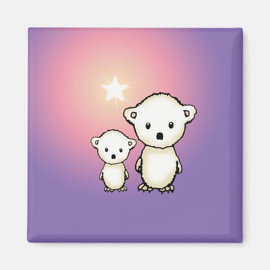 ホッキョクグマと星 マグネット (正面)