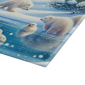 ホッキョクグマと雪の冬の絵を描景色 カッティングボード (角)