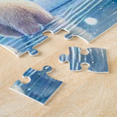 ホッキョクグマと雪の冬の絵を描景色 ジグソーパズル (側面)