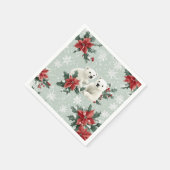 ホッキョクグマと雪の結晶がメリークリスマス スタンダードカクテルナプキン (角)