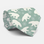 ホッキョクグマと雪片の冬のパターン ネクタイ (ロール)