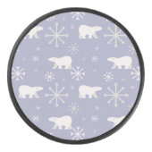 ホッキョクグマと雪片を持つクリスマスパターン アイスホッケーパック (正面)