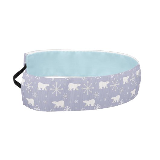 ホッキョクグマと雪片を持つクリスマスパターン アスレチックヘッドバンド (左)