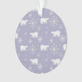 ホッキョクグマと雪片を持つクリスマスパターン オーナメント (正面)