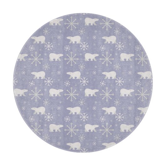 ホッキョクグマと雪片を持つクリスマスパターン カッティングボード (正面)