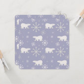 ホッキョクグマと雪片を持つクリスマスパターン カード (正面/裏面インサイチュ)