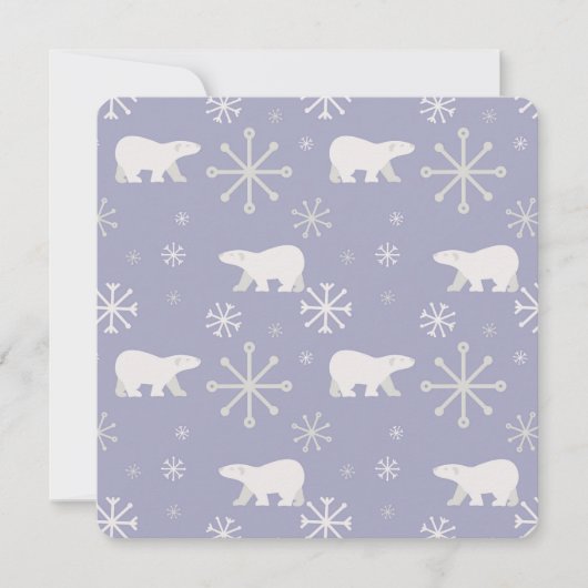 ホッキョクグマと雪片を持つクリスマスパターン カード (正面)