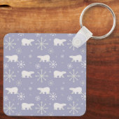 ホッキョクグマと雪片を持つクリスマスパターン キーホルダー (裏面)