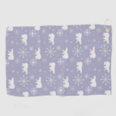 ホッキョクグマと雪片を持つクリスマスパターン ゴルフタオル (横)