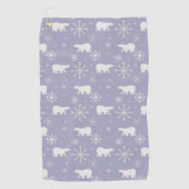 ホッキョクグマと雪片を持つクリスマスパターン ゴルフタオル (正面)