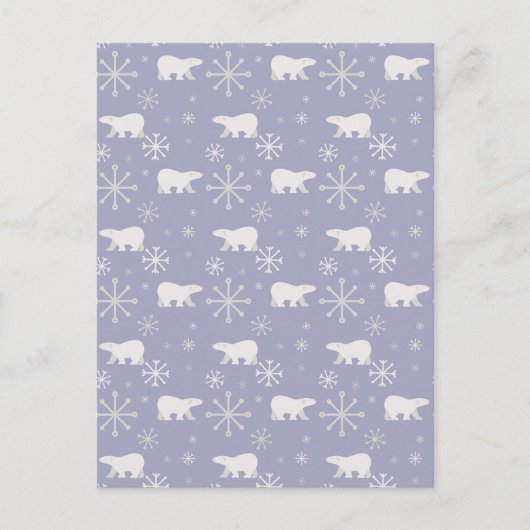 ホッキョクグマと雪片を持つクリスマスパターン シーズンポストカード (正面)