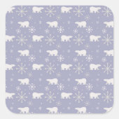 ホッキョクグマと雪片を持つクリスマスパターン スクエアシール (正面)