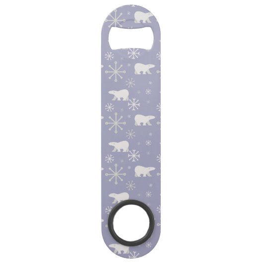 ホッキョクグマと雪片を持つクリスマスパターン スピード栓抜き (正面)