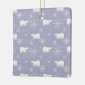 ホッキョクグマと雪片を持つクリスマスパターン セラミックオーナメント (左)