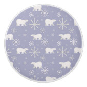 ホッキョクグマと雪片を持つクリスマスパターン セラミックノブ (正面)