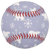 ホッキョクグマと雪片を持つクリスマスパターン ソフトボール (裏面)