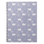 ホッキョクグマと雪片を持つクリスマスパターン ノートブック (正面)