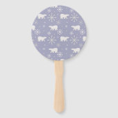 ホッキョクグマと雪片を持つクリスマスパターン ハンドファン (正面)