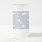 ホッキョクグマと雪片を持つクリスマスパターン フロストグラスビールジョッキ (中央)