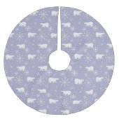 ホッキョクグマと雪片を持つクリスマスパターン ブラッシュドポリエステルツリースカート (正面)