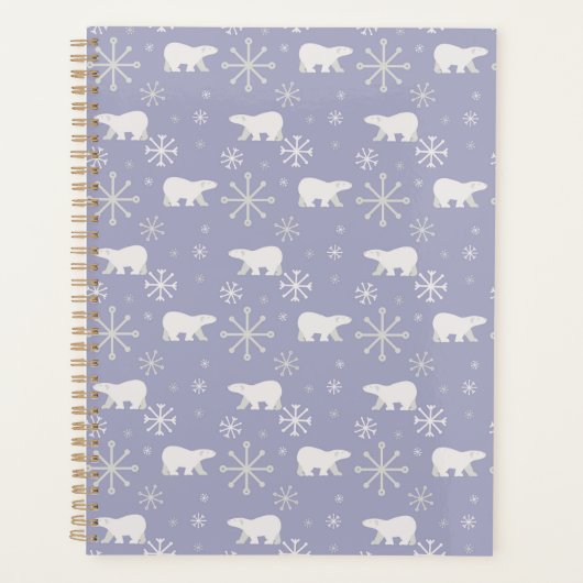 ホッキョクグマと雪片を持つクリスマスパターン プランナー手帳 (正面)