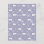 ホッキョクグマと雪片を持つクリスマスパターン ポストカード (正面)