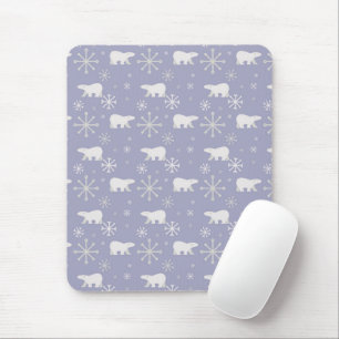 ホッキョクグマと雪片を持つクリスマスパターン マウスパッド