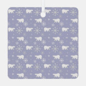 ホッキョクグマと雪片を持つクリスマスパターン メタルオーナメント (裏面)
