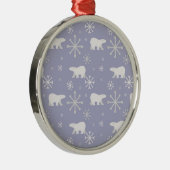 ホッキョクグマと雪片を持つクリスマスパターン メタルオーナメント (右)