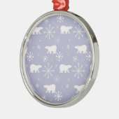 ホッキョクグマと雪片を持つクリスマスパターン メタルオーナメント (左)