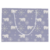 ホッキョクグマと雪片を持つクリスマスパターン ラージペーパーバッグ (裏面)