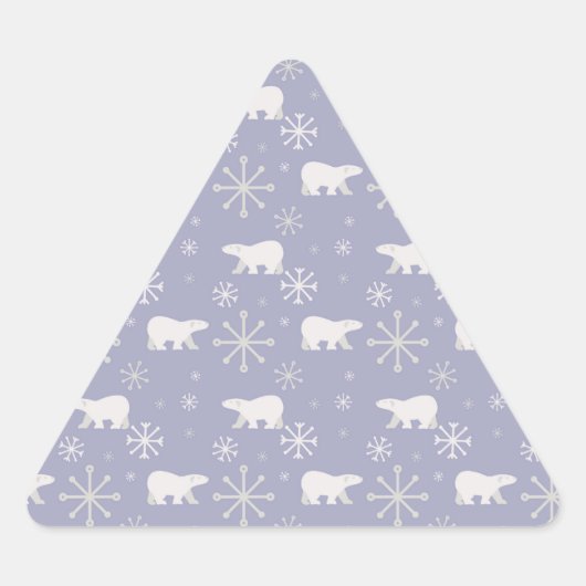 ホッキョクグマと雪片を持つクリスマスパターン 三角形シール (正面)