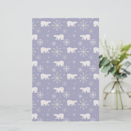 ホッキョクグマと雪片を持つクリスマスパターン 便箋 (スタンド正面)