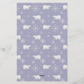 ホッキョクグマと雪片を持つクリスマスパターン 便箋 (裏面)