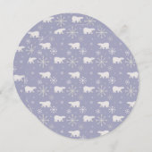 ホッキョクグマと雪片を持つクリスマスパターン 招待状 (正面/裏面)